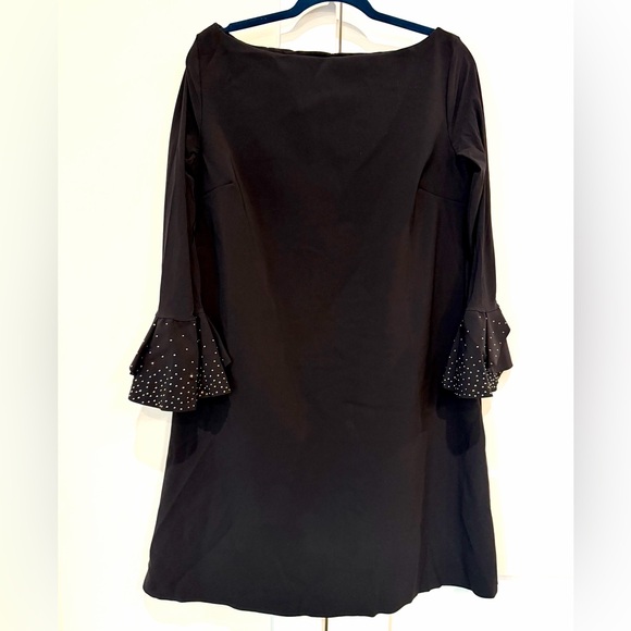 Chiara Boni Dresses & Skirts - Chiara Boni Elegant Black Dress With Sequin Ruffle‎ Sleeve Detail Sz 50 US 12 XL